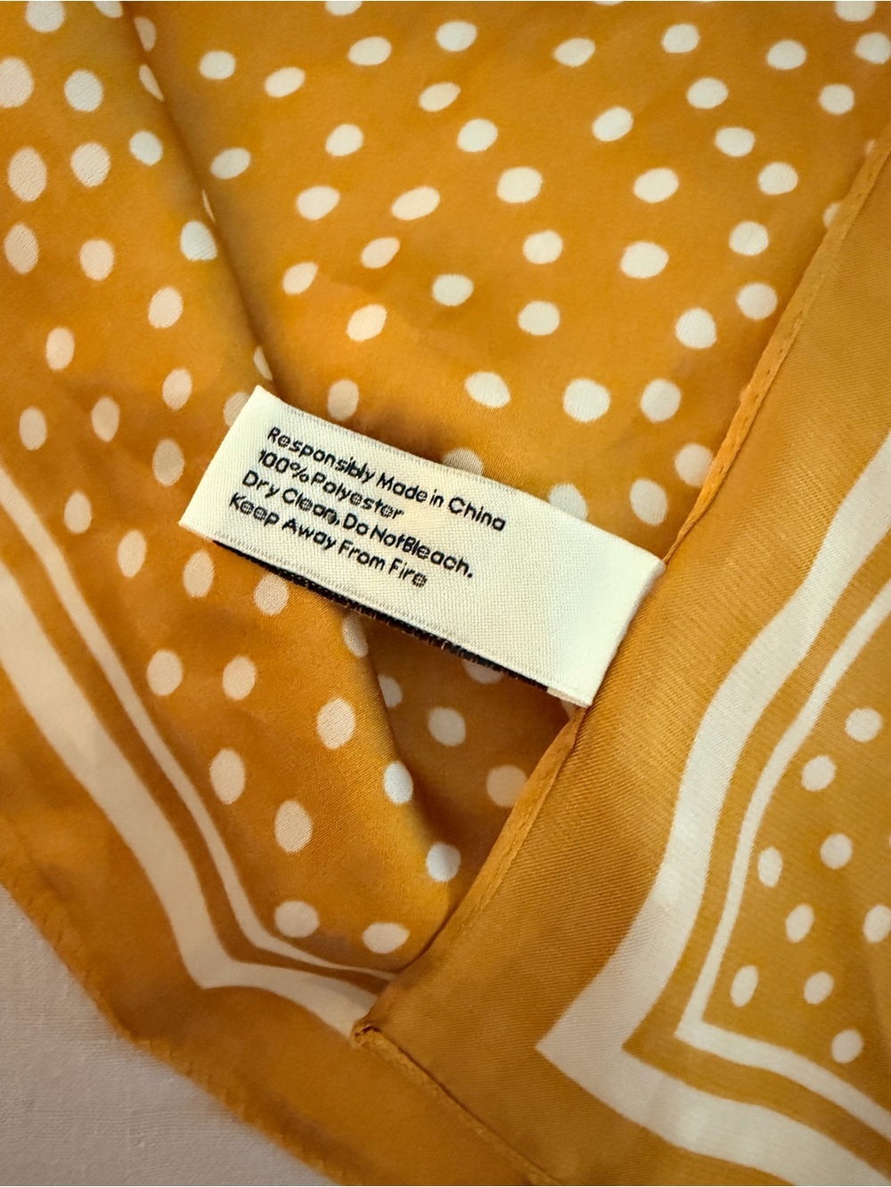 Cleobella Mustard Yellow and White Polka Dot Poly Scarf 32x33 - Picture 3 of 4